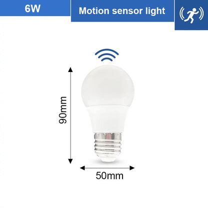 1pc PIR Motion Sensor LED Bulb 6W 9W 12W 15W 18W 20W E27 Radar Sensor Light Lamp Lamparas 110V 220V For Home Stair Pathway