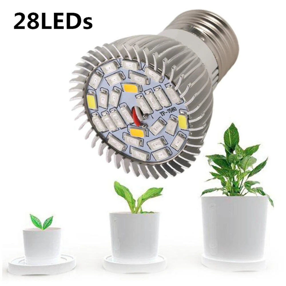 220V LED Growing Lamp Bulb Aluminum Shell E27 E14 GU10 Full Spectrum 18LEDs 28LEDs Growing Lights For Medicinal Plants Growth