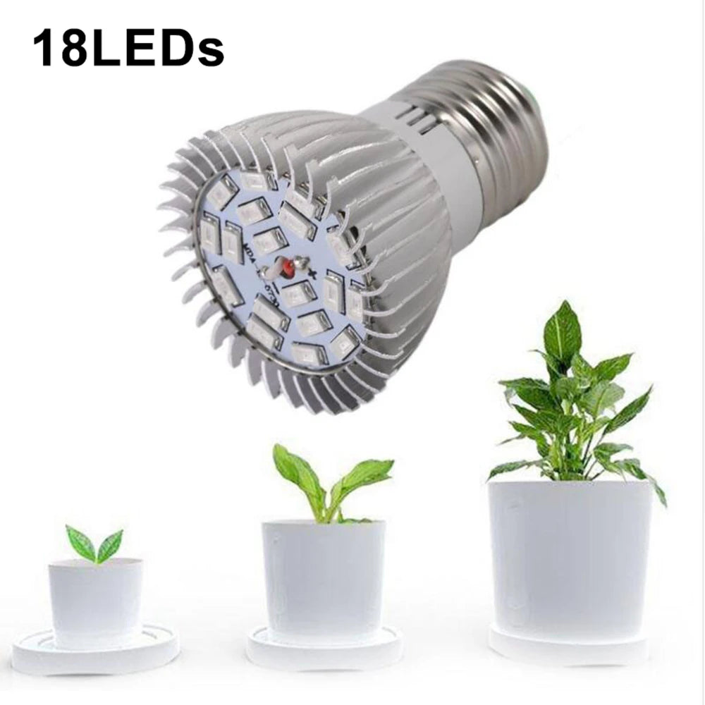 220V LED Growing Lamp Bulb Aluminum Shell E27 E14 GU10 Full Spectrum 18LEDs 28LEDs Growing Lights For Medicinal Plants Growth