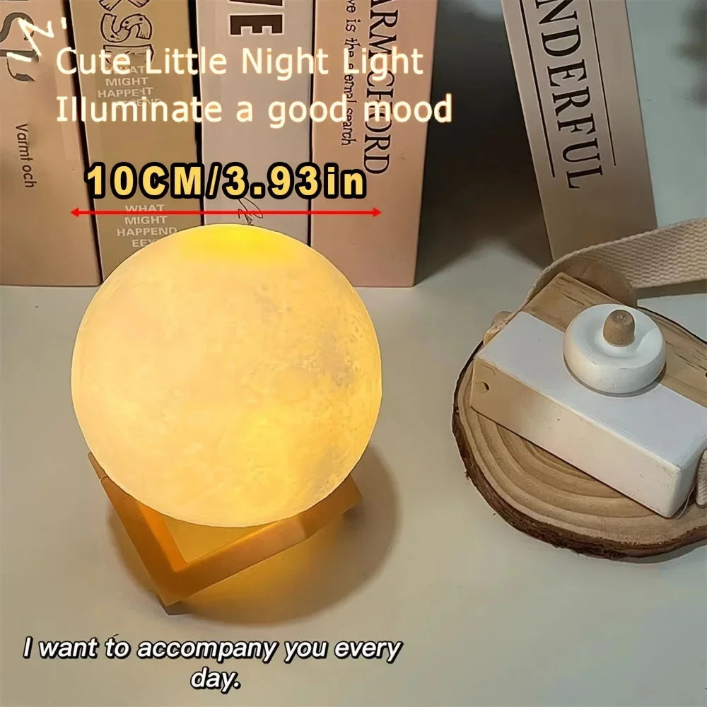 LED Moon Lamp Night Light 3D Printing Moonlight 8cm Battery Powered Star Light Bedroom Decoration Night Light Children's DayGift