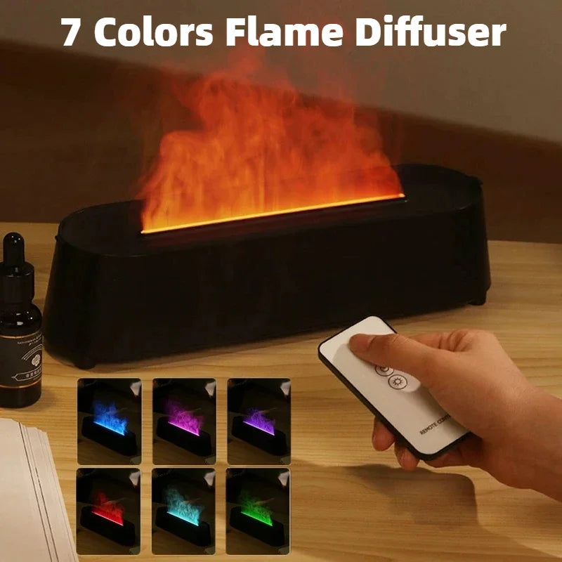 3D Simulation Flame Ultrasonic Air Diffuser with Remote Control Cool Mist Maker Fogger Air Humidifier Diffuser Essential Oils