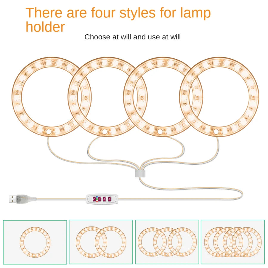 VnnZzo Grow Light 5V USB Phytolamp For Plants Led Full Spectrum Angel Ring Plant   Lamp For Indoor Flower Greenhouse Seedling