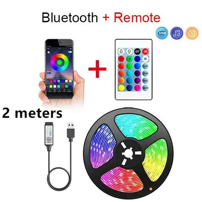 Smart LED Strip Lights 5050 RGB Bluetooth APP Remote Control USB 5V Led Tape Diode Flexible Ribbon Lamp Christmas Room Decor