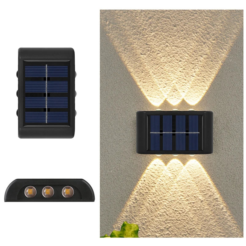 6LED Solar Lights, Outdoor Atmosphere Wall Lamp,Up And Down Light Control for Garden Yard Street Balcony Terrace Camping Decor