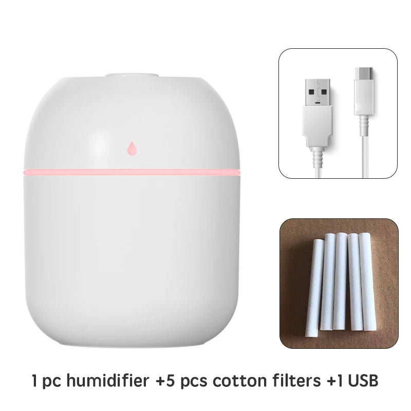 Portable USB Ultrasonic Air Mini Humidifier Essential Oil Diffuser Car Purifier Aroma Anion Mist Maker with LED Lamp Lighting