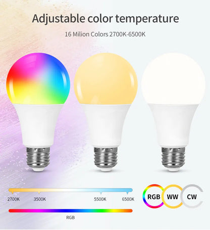 Tuya Smart LED Bulb Bluetooth Light Bulbs Phone APP Control E27 220V 110V RGBCW LED Lamp For Bedroom Decor Ambient Light