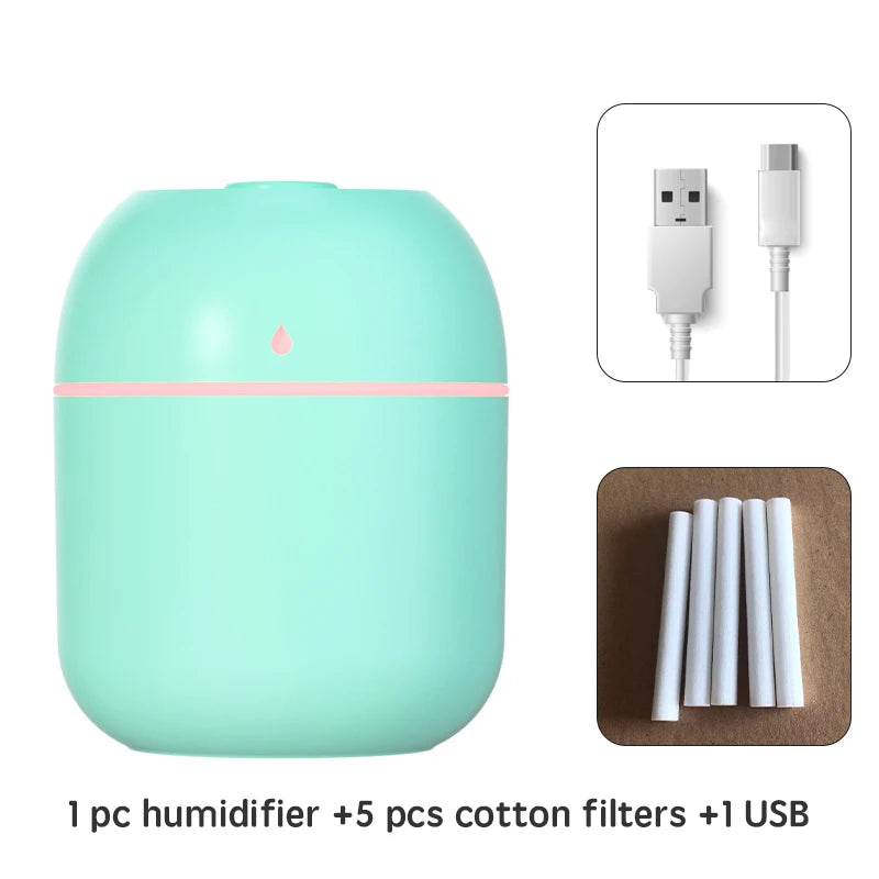 Portable USB Ultrasonic Air Mini Humidifier Essential Oil Diffuser Car Purifier Aroma Anion Mist Maker with LED Lamp Lighting