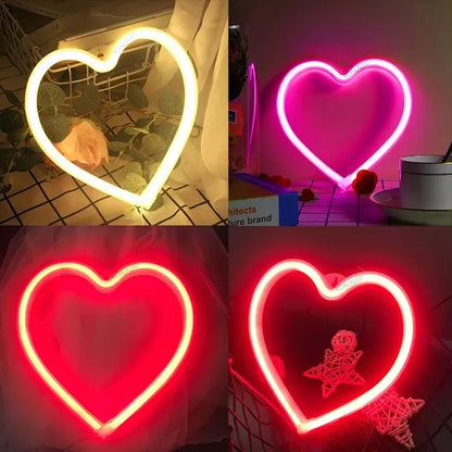 1pc USB Atmosphere Led Neon Light Sign Heart Shape Wall Mounted Night Light For Valentine's Day Bar Bedroom Living Room