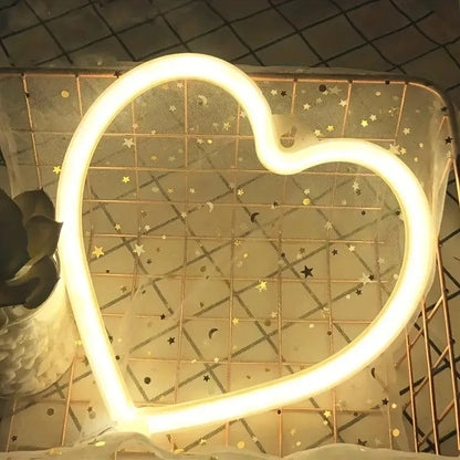 1pc USB Atmosphere Led Neon Light Sign Heart Shape Wall Mounted Night Light For Valentine's Day Bar Bedroom Living Room