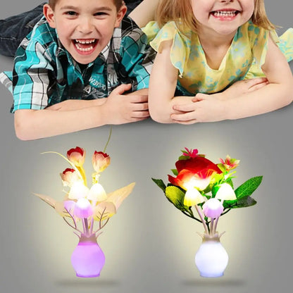 LED Mushroom Lamp LED Night Lamp Novel 7-color Night Lamp 220VUS Plug Sensing Dream High Grade Pomegranate Vase Flowers