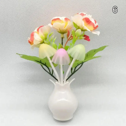 LED Mushroom Lamp LED Night Lamp Novel 7-color Night Lamp 220VUS Plug Sensing Dream High Grade Pomegranate Vase Flowers