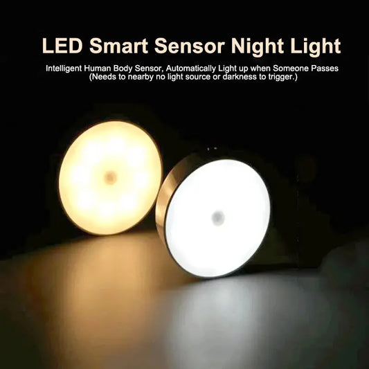 LED Night Light Smart Human Body Sensor Magnetic Suction Wireless-Use No Video Flicker Night Lamp for Closet Stair Bed