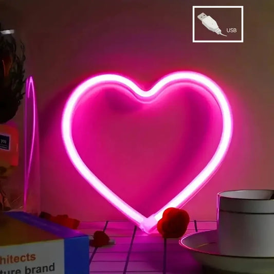 1pc USB Atmosphere Led Neon Light Sign Heart Shape Wall Mounted Night Light For Valentine's Day Bar Bedroom Living Room